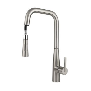 Смеситель для кухни Kaiser (Кайзер) Claro с выдвижной лейкой, Silver 22144-5