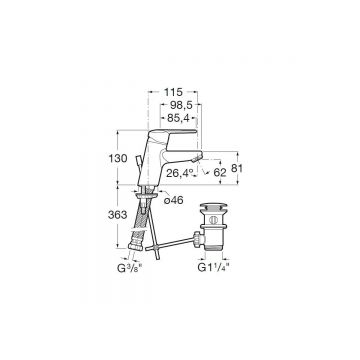 Смеситель для раковины Roca (Рока) Victoria 75A3E25C0M с донным клапаном, хром