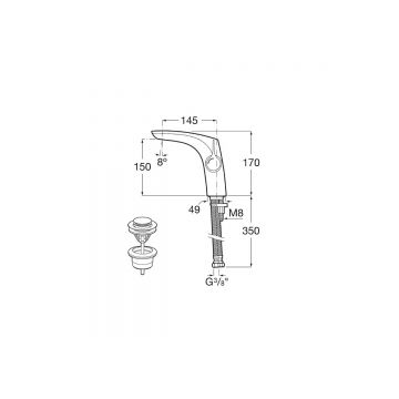Смеситель для раковины Roca (Рока) Insignia 75A323AC00 с донным клапаном click-clack, хром