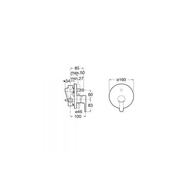 Смеситель для ванны и душа Roca (Рока) L20 75A0A09C00 скрытого монтажа, хром