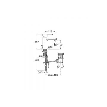 Смеситель для раковины Roca (Рока) Naia 75A3096C00 с донным клапаном (coldstart), хром