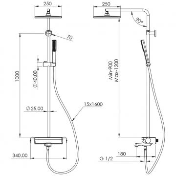 Душевая стойка Теска Mira DK3680 черный матовый, Teska