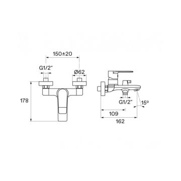 Смеситель для ванны и душа Santek (Сантек) Арма WH5A10007C001 с аксессуарами, хром
