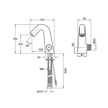 Смеситель для раковины Santek (Сантек) Космо WH5A06019N001, черный матовый