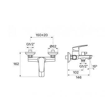 Смеситель для ванны и душа Santek (Сантек) Марион WH5A10006C001 с аксессуарами, хром