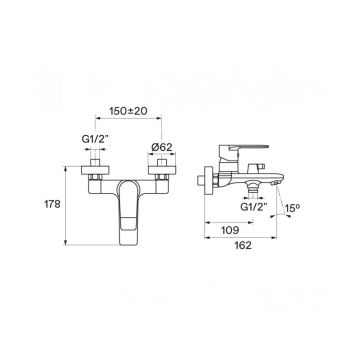 Смеситель для ванны и душа Santek (Сантек) Арма WH5A10007N001 с аксессуарами, черный матовый