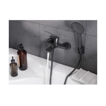 Смеситель для ванны и душа Santek (Сантек) Арма WH5A10007N001 с аксессуарами, черный матовый