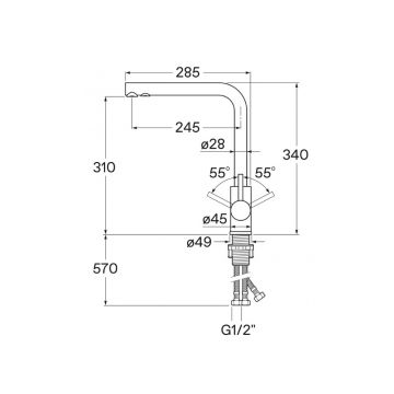 Смеситель для кухни Santek (Сантек) Марти WH5A43026AP01 под фильтр, сатин