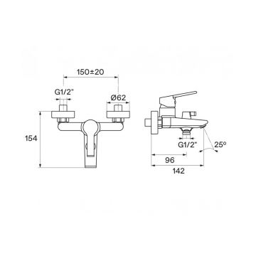 Смеситель для ванны и душа Santek (Сантек) Найра WH5A10001C001 с аксессуарами, хром