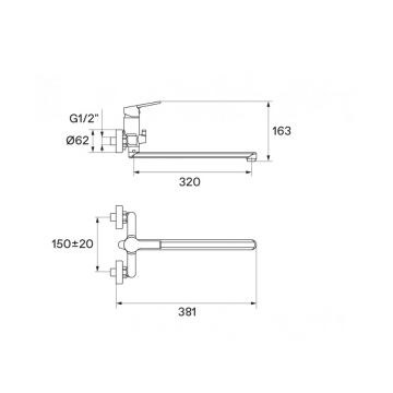 Смеситель для ванны и душа Santek (Сантек) Найра WH5A12001C001 с аксессуарами, хром