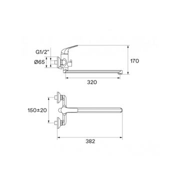 Смеситель для ванны и душа Santek (Сантек) Нико WH5A12005C001 с аксессуарами, хром