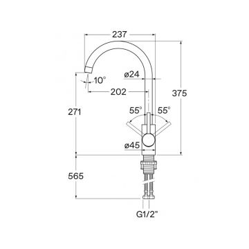 Смеситель для кухни Santek (Сантек) Риф WH5A41025B001, белый матовый