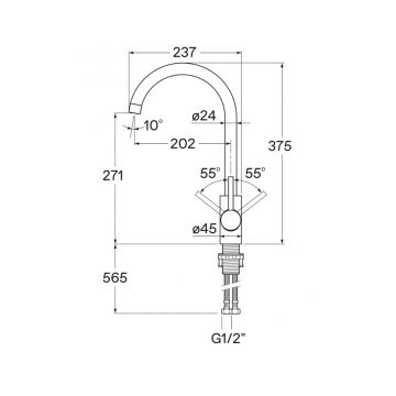 Смеситель для кухни Santek (Сантек) Риф WH5A41025AP01, сатин