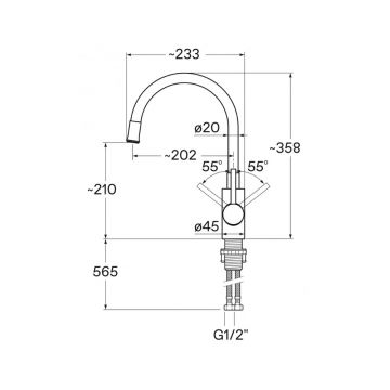 Смеситель для кухни Santek (Сантек) Риф WH5A44025N001, черный матовый