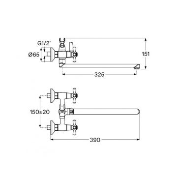 Смеситель для ванны и душа Santek (Сантек) Рокс WH5A12014C001 с аксессуарами, хром