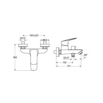 Смеситель для ванны и душа Santek (Сантек) Таос WH5A10009N001 с аксессуарами, черный матовый