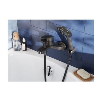 Смеситель для ванны и душа Santek (Сантек) Таос WH5A10009N001 с аксессуарами, черный матовый