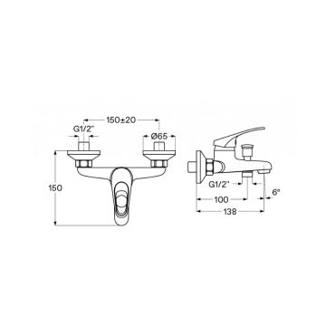 Смеситель для ванны и душа Santek (Сантек) Баус WH5A10010C001 с аксессуарами, хром