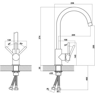 Смеситель Флорентина (Florentina) для кухни Альфа FL Песочный (313.01H.1123.107)
