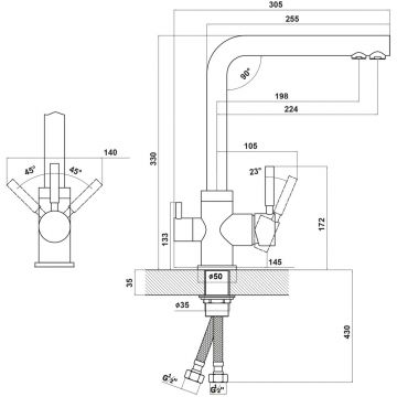 Смеситель Флорентина (Florentina) для кухни Арес FL Жасмин под фильтр (333.19H.2123.201)