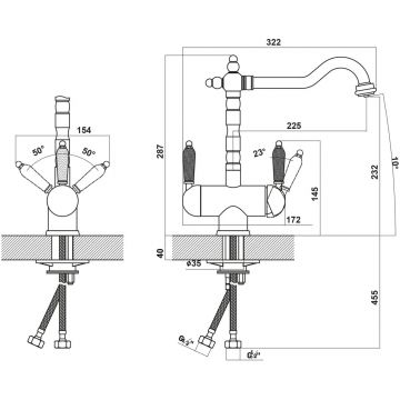 Смеситель Флорентина (Florentina) для кухни Ария FL Шампань под фильтр (333.21H.2113.202)