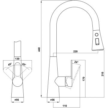 Смеситель Флорентина (Florentina) для кухни Вита PRO FL Грей (313.29Н.1223.305)