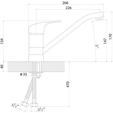 Смеситель Флорентина (Florentina) для кухни Гамма FL Шампань (313.05L.1123.202)