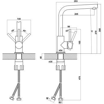 Смеситель Флорентина (Florentina) для кухни Дельта FL Бежевый (313.06H.1123.104)