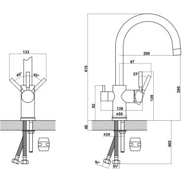 Смеситель Флорентина (Florentina) для кухни Клио FL Жасмин под фильтр (333.13Н.2123.201)