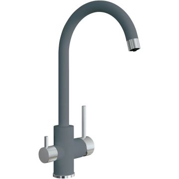 Смеситель Флорентина (Florentina) для кухни Клио FL серый шелк под фильтр (333.13Н.2123.307)