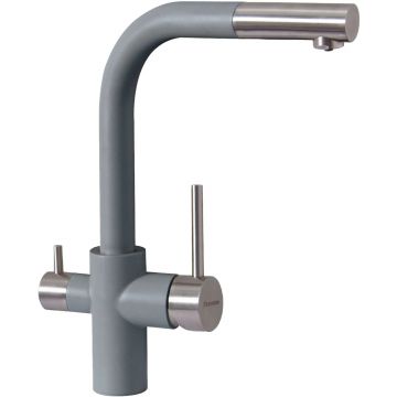 Смеситель Флорентина (Florentina) для кухни Кристалл FL серый шелк под фильтр (333.32H.2123.307)