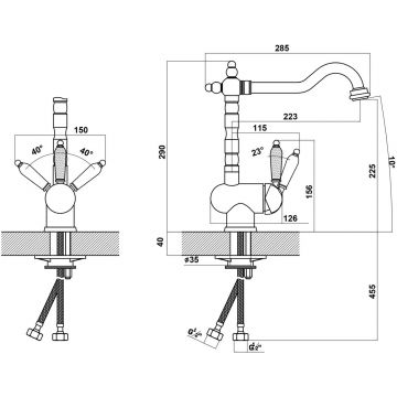 Смеситель Флорентина (Florentina) для кухни Ода FL черный (313.08H.1113.102)