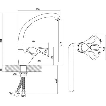 Смеситель Флорентина (Florentina) для кухни Омега FL Шампань (313.12H.1123.202)