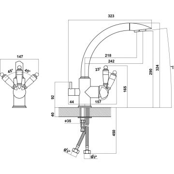 Смеситель Флорентина (Florentina) для кухни Шале FL Жасмин под фильтр (333.25H.2113.201)