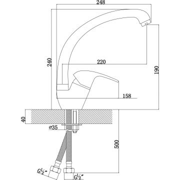 Смеситель для кухни Florentina (Флорентина) Мира серый шелк (313.38H.1123.307)