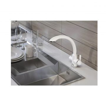 Смеситель для кухни Paulmark (Паульмарк) Essen, белый матовый, Es213001-WH