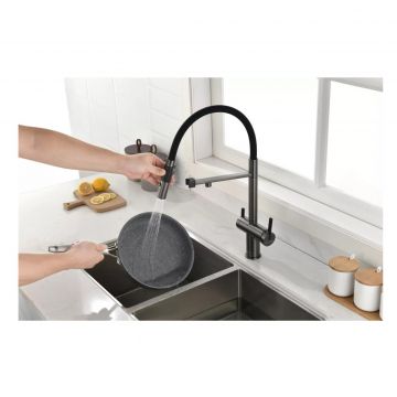 Смеситель для кухни Paulmark (Паульмарк) Gravity, вороненая сталь, Gr213888-GM