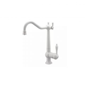 Смеситель для кухни Paulmark (Паульмарк) Retro, белый матовый, Re213226-WH