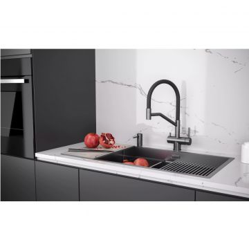 Смеситель для кухни Paulmark (Паульмарк) Rubert, вороненая сталь, Ru213175-GM