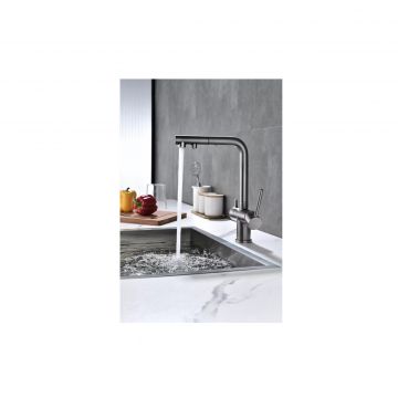 Смеситель для кухни Paulmark (Паульмарк) Serpentine, вороненая сталь, Se213222-GM