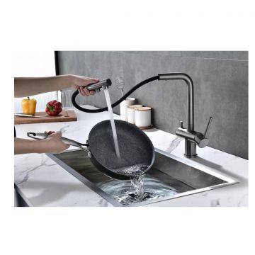 Смеситель для кухни Paulmark (Паульмарк) Serpentine, вороненая сталь, Se213222-GM