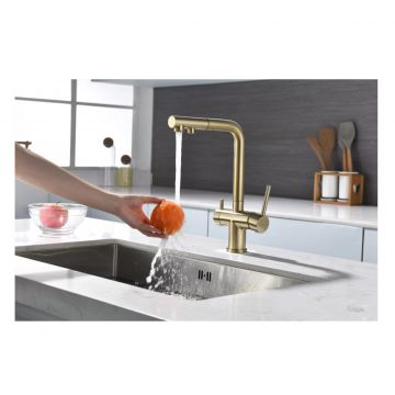 Смеситель для кухни Paulmark (Паульмарк) Serpentine, светлое золото, Se213222-LG