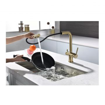 Смеситель для кухни Paulmark (Паульмарк) Serpentine, светлое золото, Se213222-LG