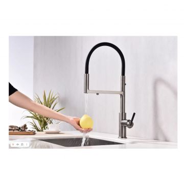 Смеситель для кухни Paulmark (Паульмарк) Tornado, вороненая сталь, To213402-GM