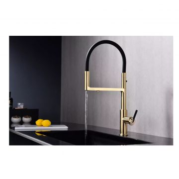 Смеситель для кухни Paulmark (Паульмарк) Tornado, светлое золото, To213402-LG