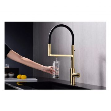 Смеситель для кухни Paulmark (Паульмарк) Tornado, светлое золото, To213402-LG