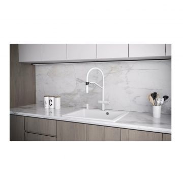 Смеситель для кухни Paulmark (Паульмарк) Zender, белый матовый, Ze213155-WH