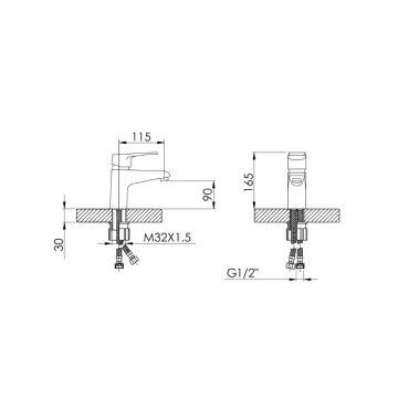Смеситель для раковины Hansen (Хансен) H10023-P Графит