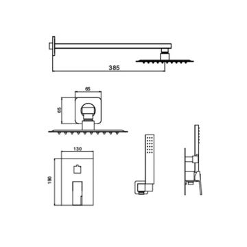 Смеситель для душа скрытого монтажа Hansen (Хансен) HL36095-P Графит