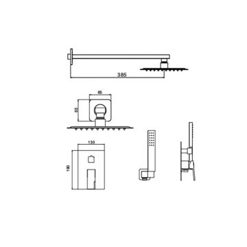 Душевой комплект скрытого монтажа Hansen (Хансен) HL36095-D Матовое золото